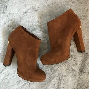 Michael Michael kors haven brown cognac heel suede booties